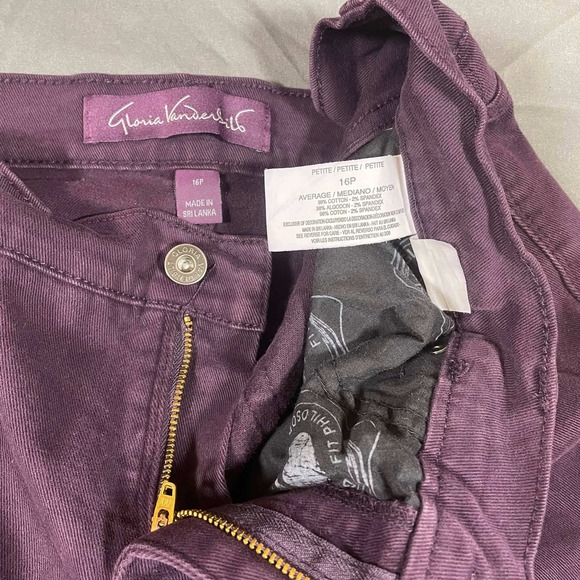 Gloria Vanderbilt Amanda 16P Petite Purple Plum High Rise Tapered Jeans Womens - Picture 3 of 6
